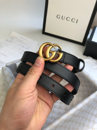 G*u*i wide leather belt with double g buckle 2.0