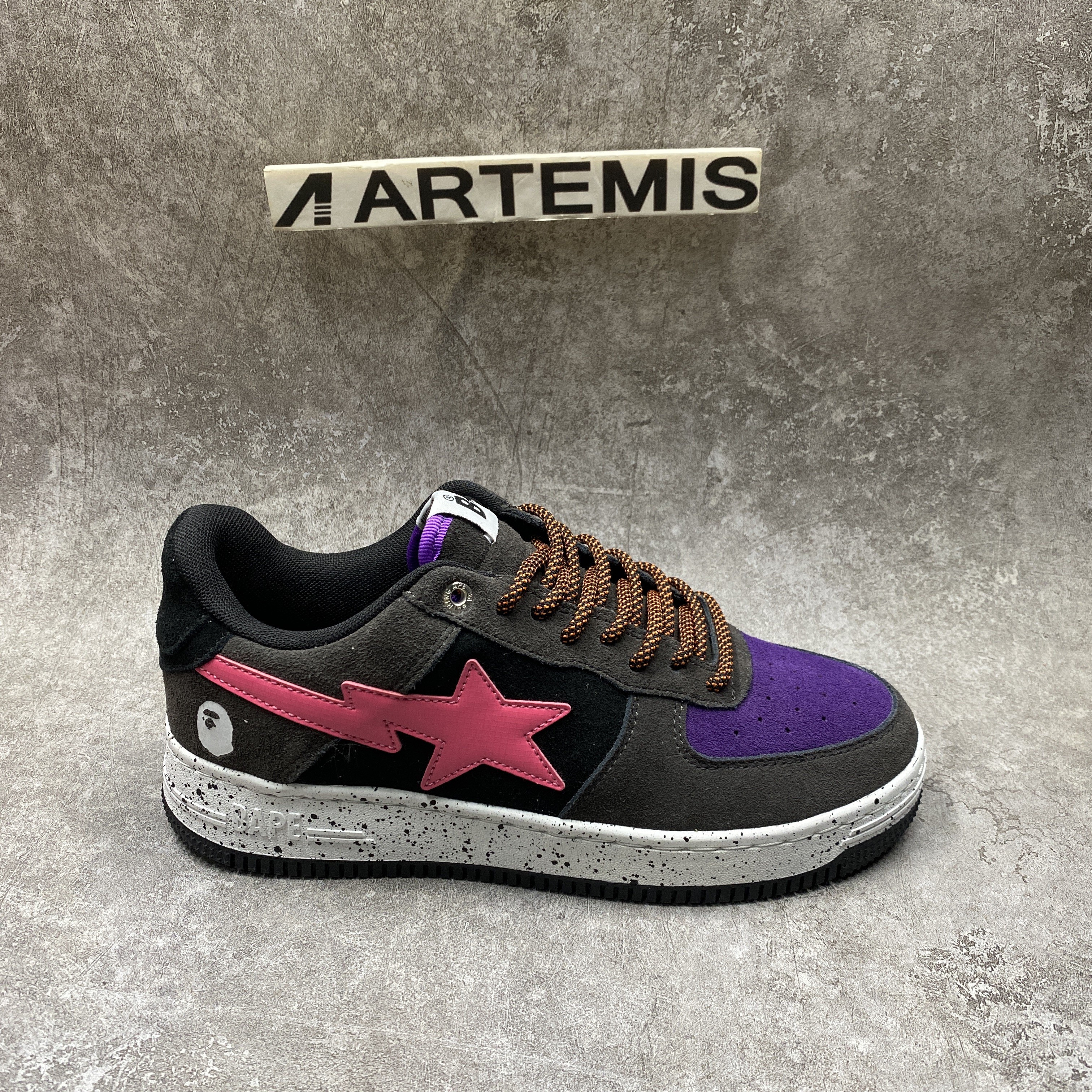 BP Sta Black Grey Pink Suede