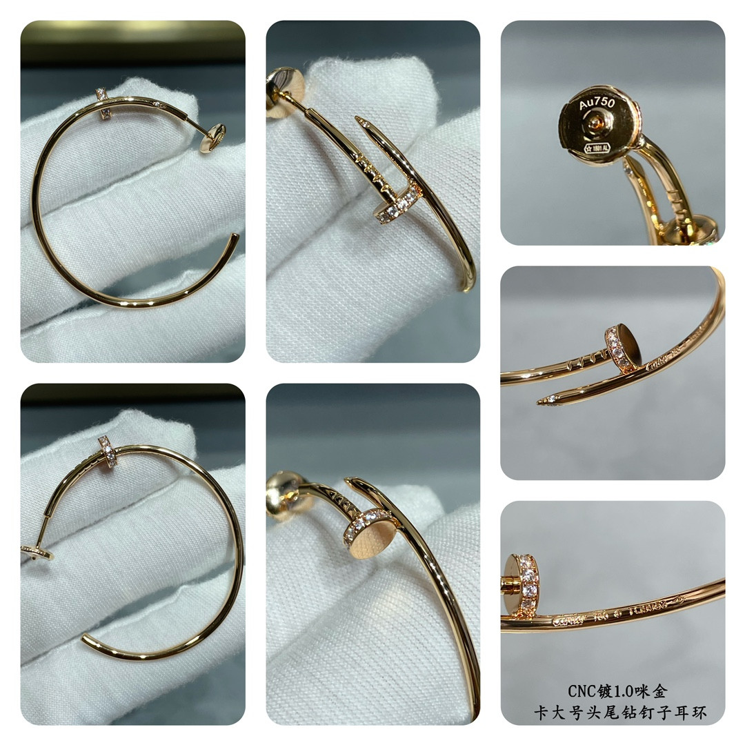 ca*t*er large size head and tail Di*m*nd nail earrings