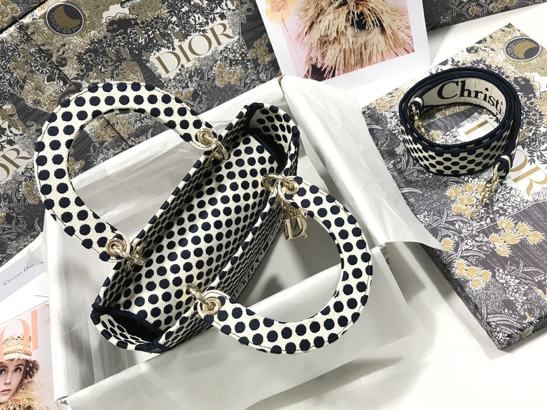 medium D*or lady d-lite bag polka dots  24 x 20 x 11 cm