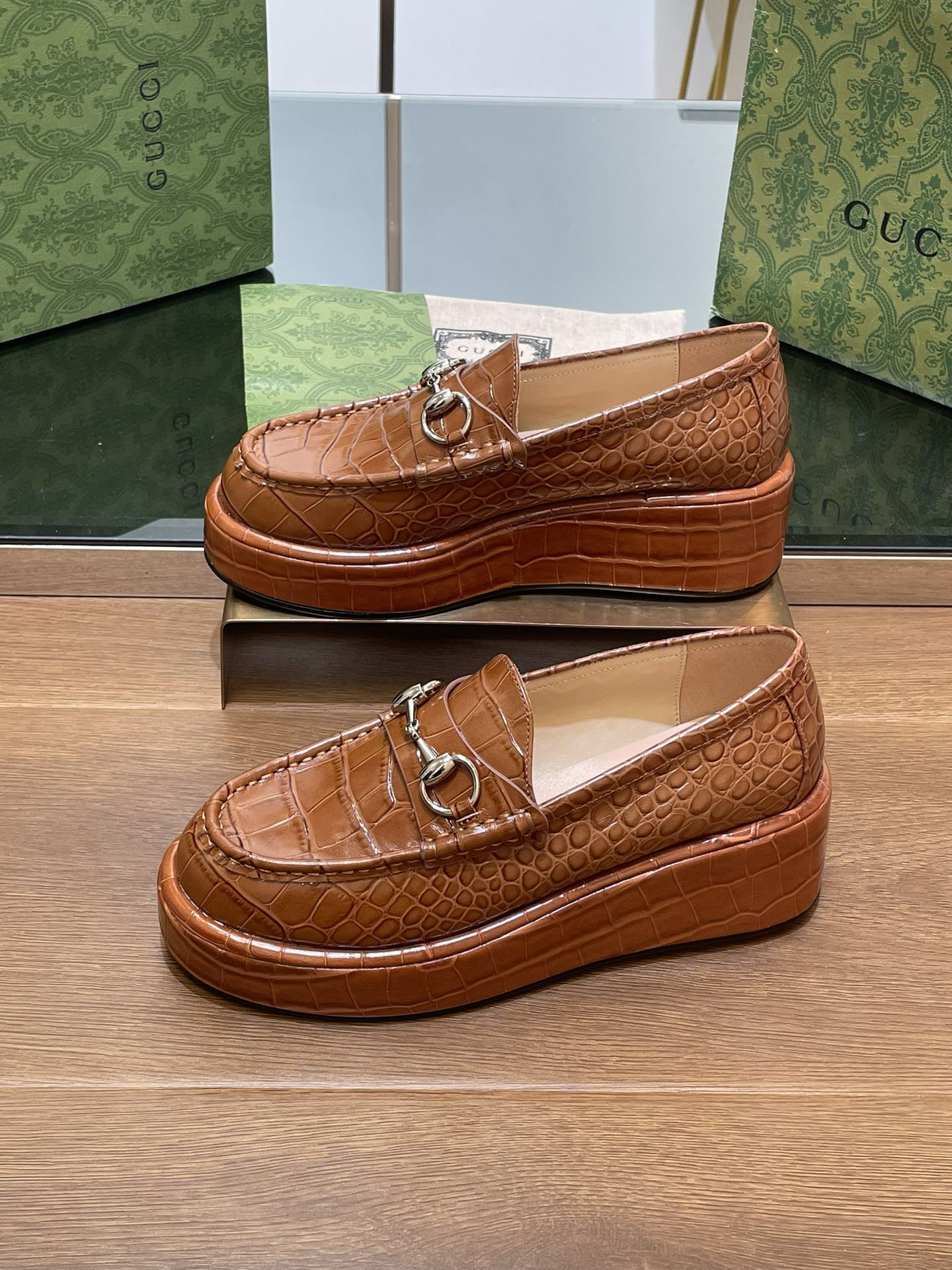 ua G*u*i horsebit wedge loafer